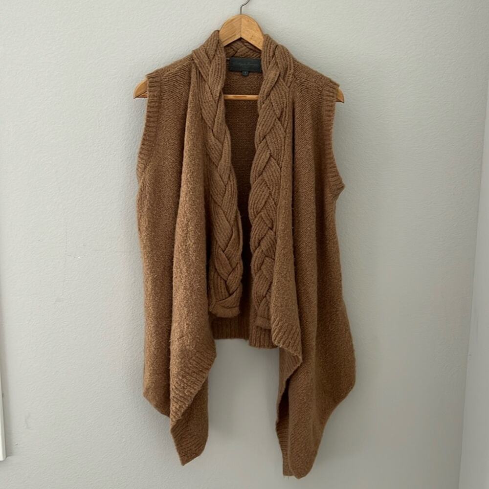 Anthropologie Copper‎ Knit Braided Vest Sweater | Size Small